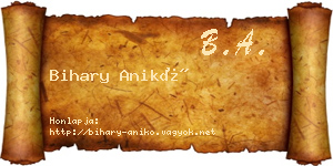 Bihary Anikó névjegykártya