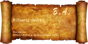 Bihary Anikó névjegykártya